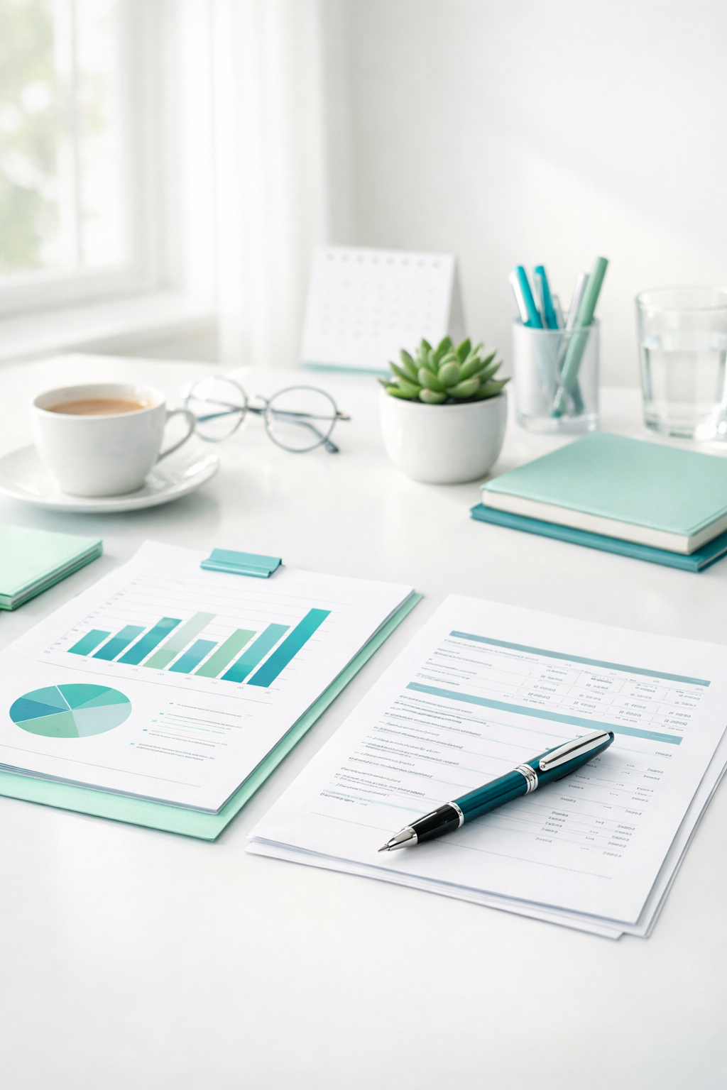 Mesa organizada com documentos